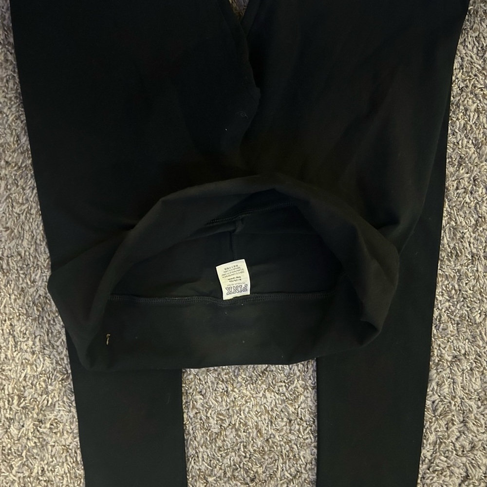 PINK Victoria's Secret fold over waist Black Leggings in long tall
